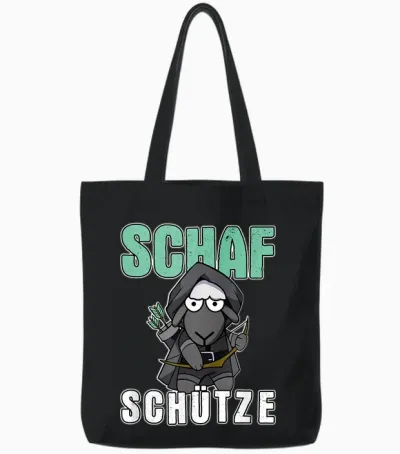 Sheep Archer Archery Word Game T-Shirt, Black Tote Bags - Black