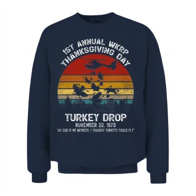 First Annual Wkrp Thanksgiving Day Unisex Sweatshirt - Navy