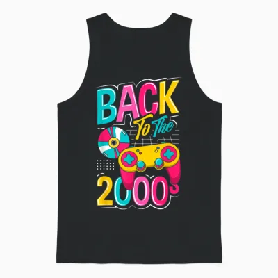 Back to the 2000s Vintage Two Thousand Retro 00s T-Shirt, Black, S Unisex Tank Top - Black