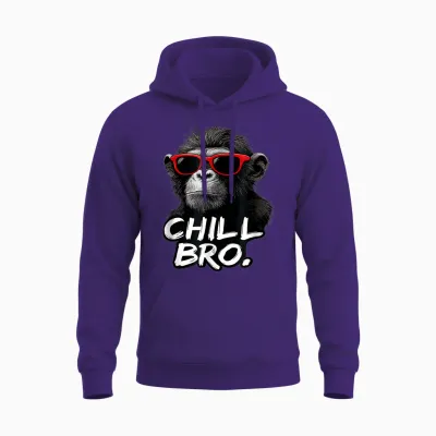 Chill Bro Cool Monkey with Sunglasses Funny Saying Gamer Unisex Hoodie - Purple