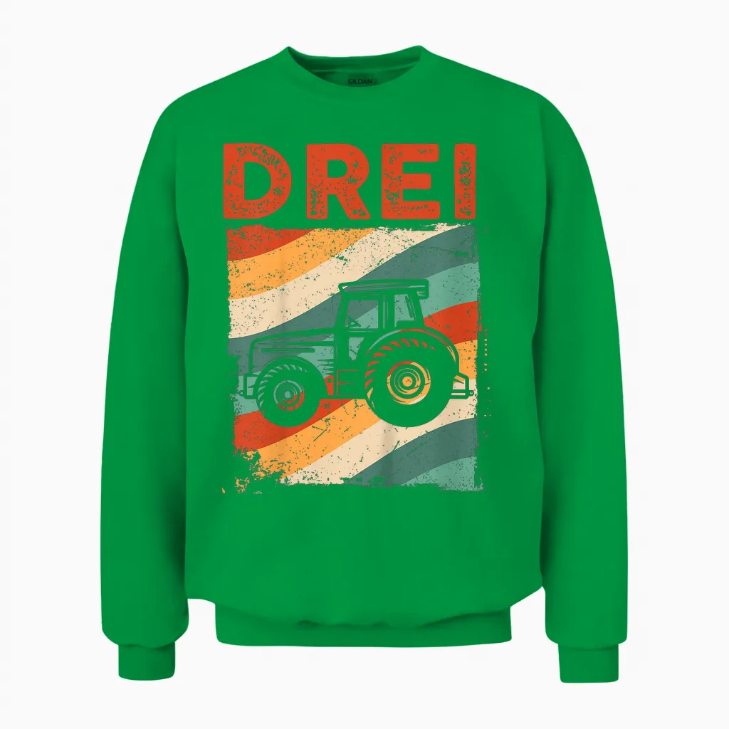 3. Geburtstag Retro Traktor Junge Trecker Bauer Kinder Unisex Sweatshirt in Irish Green