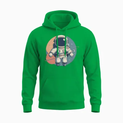 Cosmic Retro Astronaut Unisex Hoodie - Irish Green