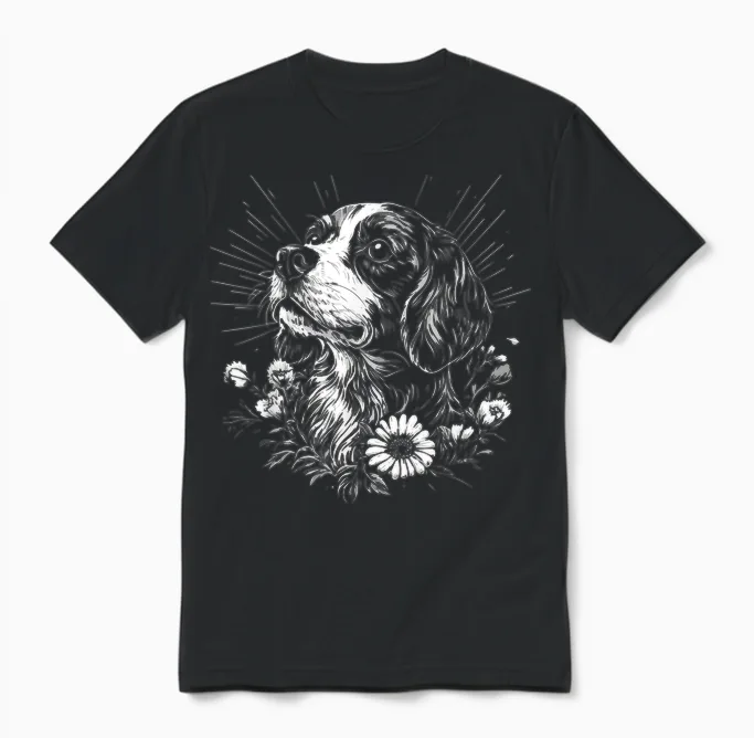 Tatouage Rétro épagneul Breton Pour Amoureux Des Chiens Unisex T-Shirt in Black