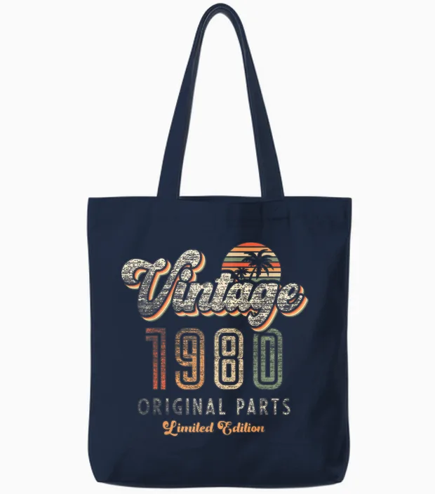 Vintage 1980 Limited Edition 45th Anniversary Palm Retro Tote Bags in Navy