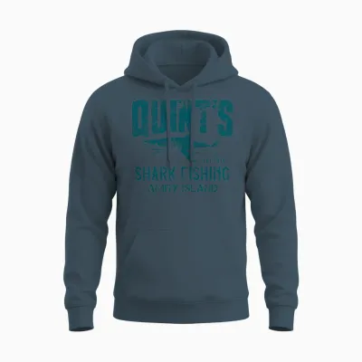 Quint's Shark Fishing T-Shirt - Amity Island Jaws Unisex Hoodie - Dark Heather