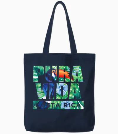 Pura Vida Costa Rica | Mittelamerika Tukan | Urlaub Tote Bags - Navy