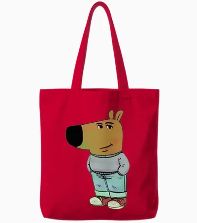 T-Shirt - Chill Guy Entspannter Typ - Unisex Erwachsene - Schwarz - S - Kurzarm - Klassisch - Cartoon - Lustiges Design Für Meme Fans Tote Bags - Red