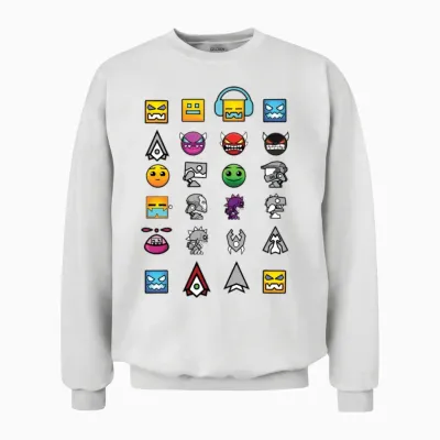 Gd 2 Icon Hardest Level Geometry Dashfinger Demon Unisex Sweatshirt - White