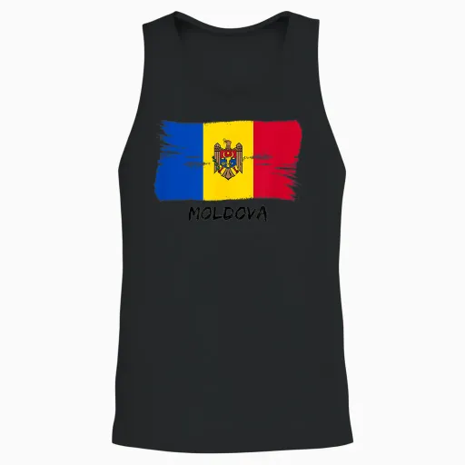Flag Moldova Unisex Tank Top - Black