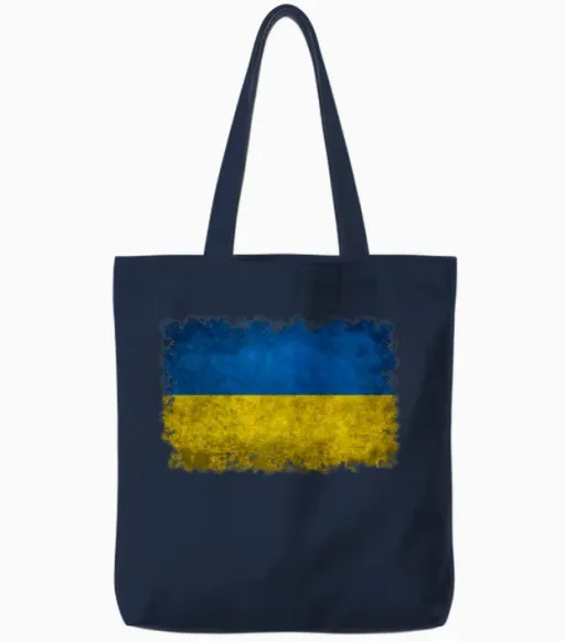 Flag of Ukraine Tote Bags in Navy