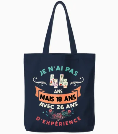 Woman 44 Years Birthday Woman Gift Humour I 44 Years T-Shirt, Black, S Tote Bags - Navy
