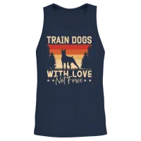 Service Dog Trainer Train Dogs with Love Dog Owner Unisex Tank Top - Navy – 2
