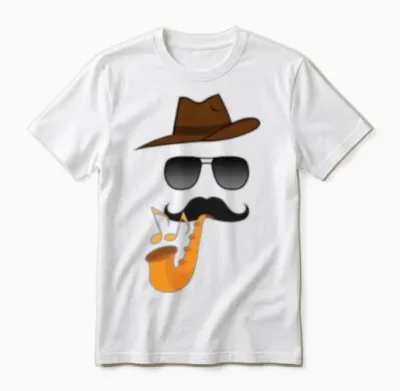 Cool Jazz Saxophone Player Face - Funny Music Desi Unisex T-Shirt - White