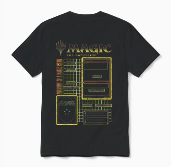 Magic: the Gathering Anatomy of a Magic Card Retro Schematic Unisex T-Shirt in Black
