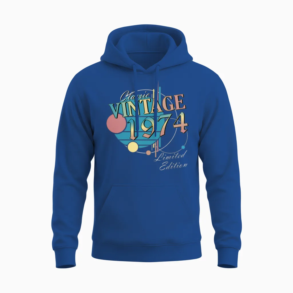 50th Birthday Year 1974 Original 1974 Unisex Hoodie in Royal