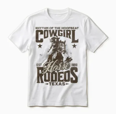 Rhythm of the Hoofbeat Cowgirl Horse Rodeos Texas Pferd Unisex T-Shirt - White