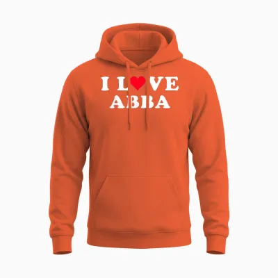 I Love Abba Matching Girlfriend and Boyfriend Abba Name T-Shirt, Black Unisex Hoodie - Orange