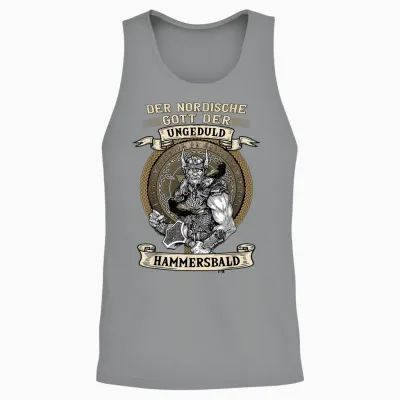 The Nordic God Impatience Hammersbald Viking T-Shirt Black S Unisex Tank Top - Sport Grey
