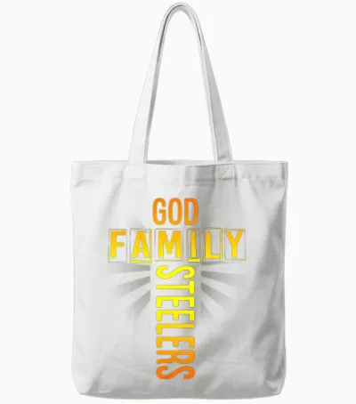 Tee Shirt God Family Steeler Tote Bags - White
