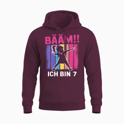 Bääm Ich Bin 7 Dabbing Mädchen 7. Geburtstag Unisex Hoodie - Maroon