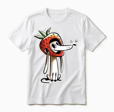 Strawberry Dog Unisex T-Shirt - White