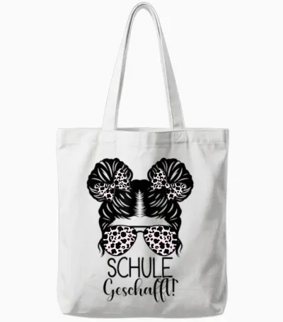 Schule Geschafft Messy Bun Mädchen 2026 Tote Bags - White