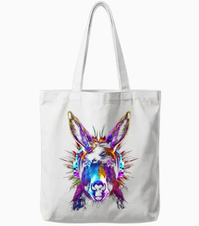Esel Kopfhörer Tiermotiv Musik Kunst Esel Tote Bags - White