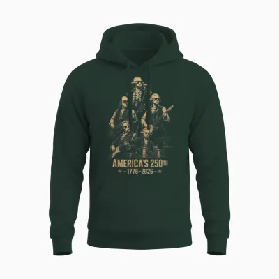 Founding Fathers Playing Guitar 4th July 250th Anniversary Unisex Hoodie - Forest