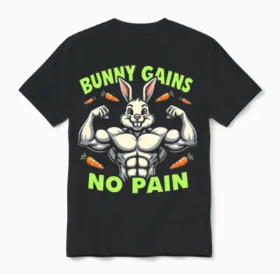 Fitness Bunny Gym Workout Rabbit Bodybuilding Unisex T-Shirt - Black