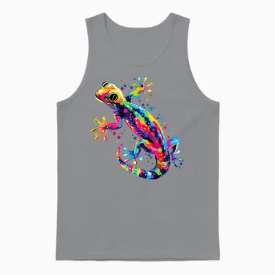Gecko Motif Lizard Reptile Geckos Lizard Iguana Gekko T-Shirt, Black Unisex Tank Top - Sport Grey