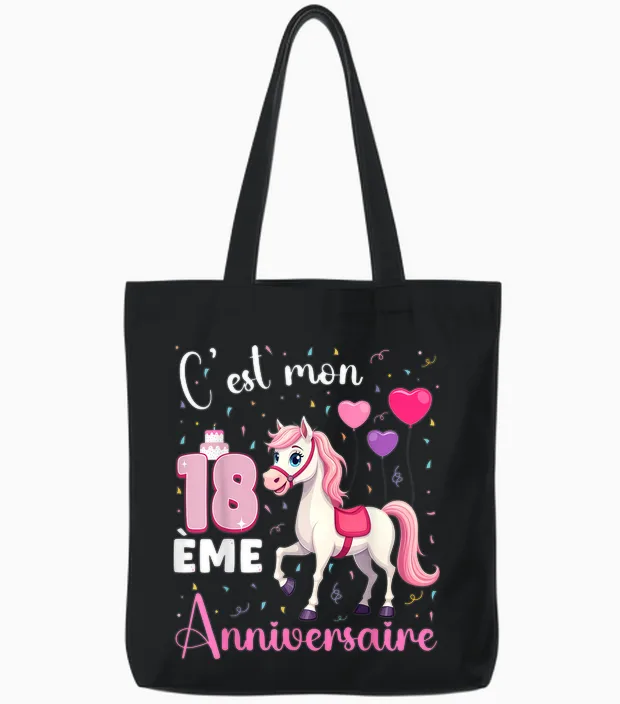 It's My 18th Birthday 18 Year Old Horse Riding Girl T-Shirt, Black, S Tote Bags in Black