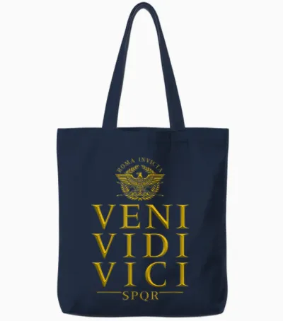 Veni Vidi Vici Roma Invicta Spqr Tote Bags - Navy