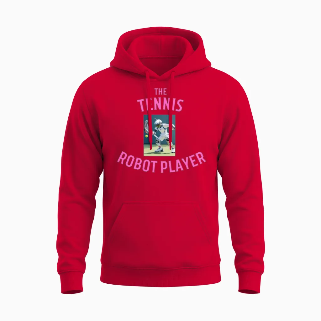 Tennis Robot Player Unisex Hoodie in Red