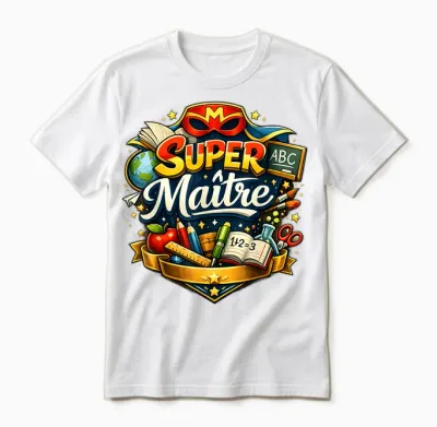 Cadeau Super Maître D'école Original Fin D'année Enseignant Unisex T-Shirt - White