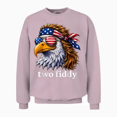 Funny Patriotic Eagle Two Fiddy 4th of July Anniversary Us Unisex Sweatshirt - Light Pink
