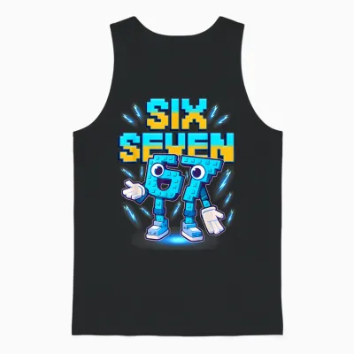Six Seven Brainrot Italian Funny 67 Kids Gaming Meme Unisex Tank Top - Black