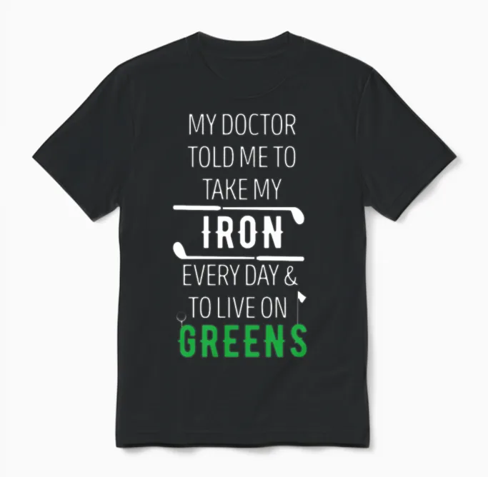Golf Live on Greens Golfer Unisex T-Shirt in Black