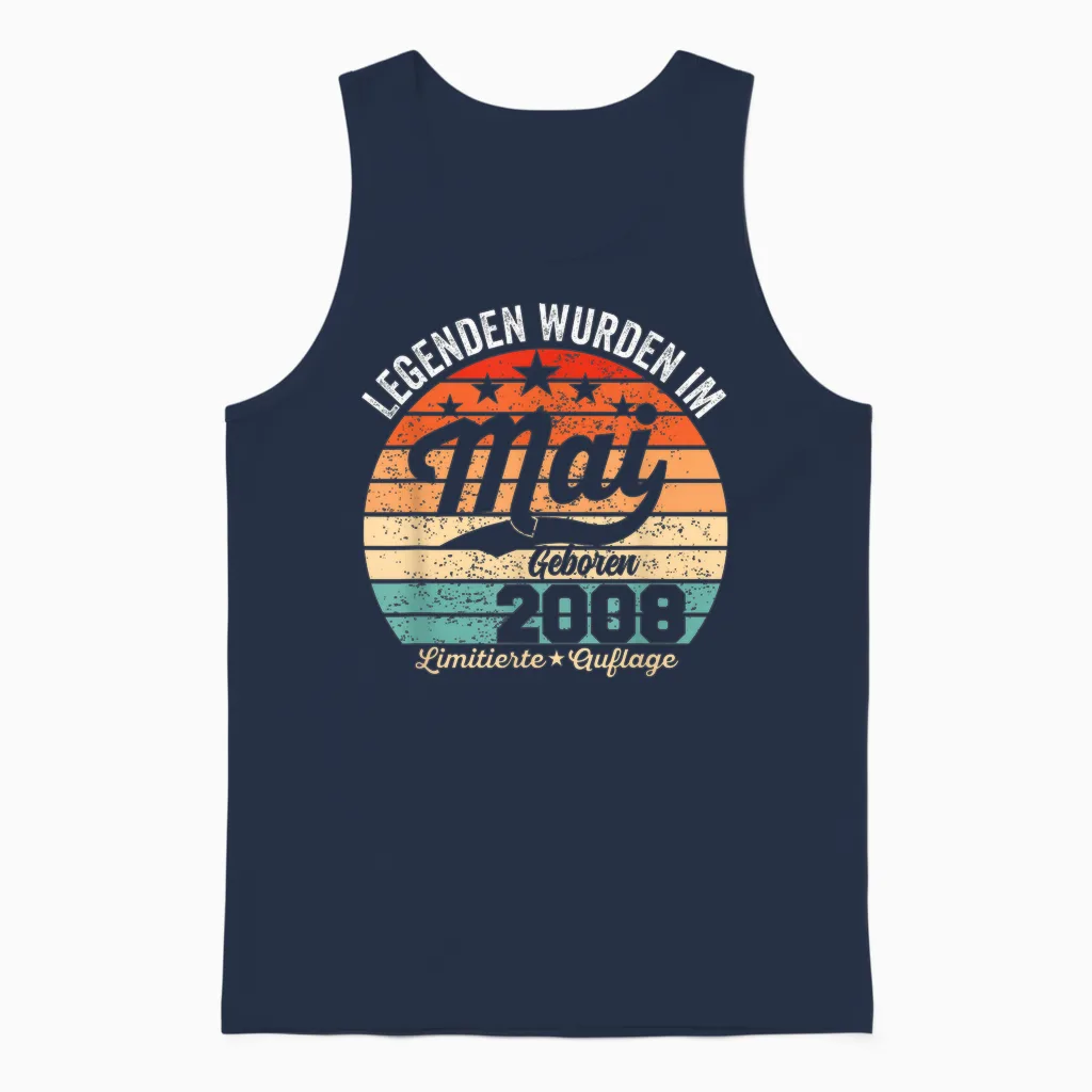 18. Geburtstag Geschenk Mann Legenden Sind Im Mai 2008 Unisex Tank Top in Navy