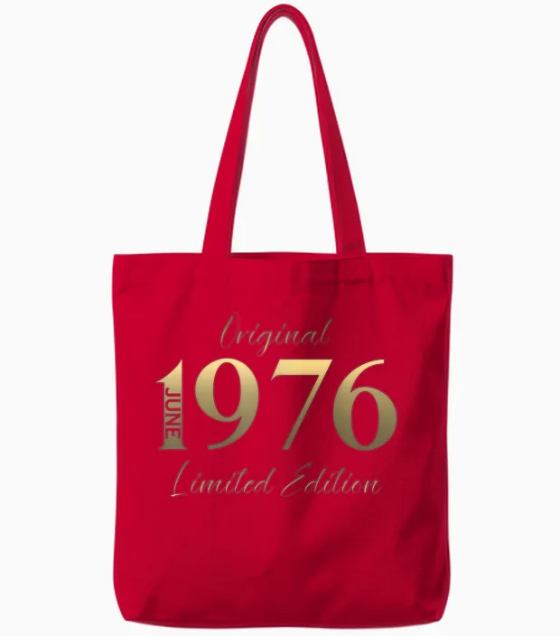 50 Ans Anniversaire Homme Cadeau Juin 1976 Vintage Tote Bags in Red