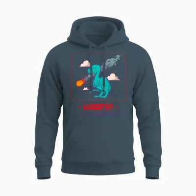 Dinosaur Cartoon Design Unisex Hoodie - Dark Heather