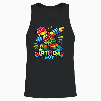 Boys Birthday Bricks Dabbing Master Builder Unisex Tank Top - Black
