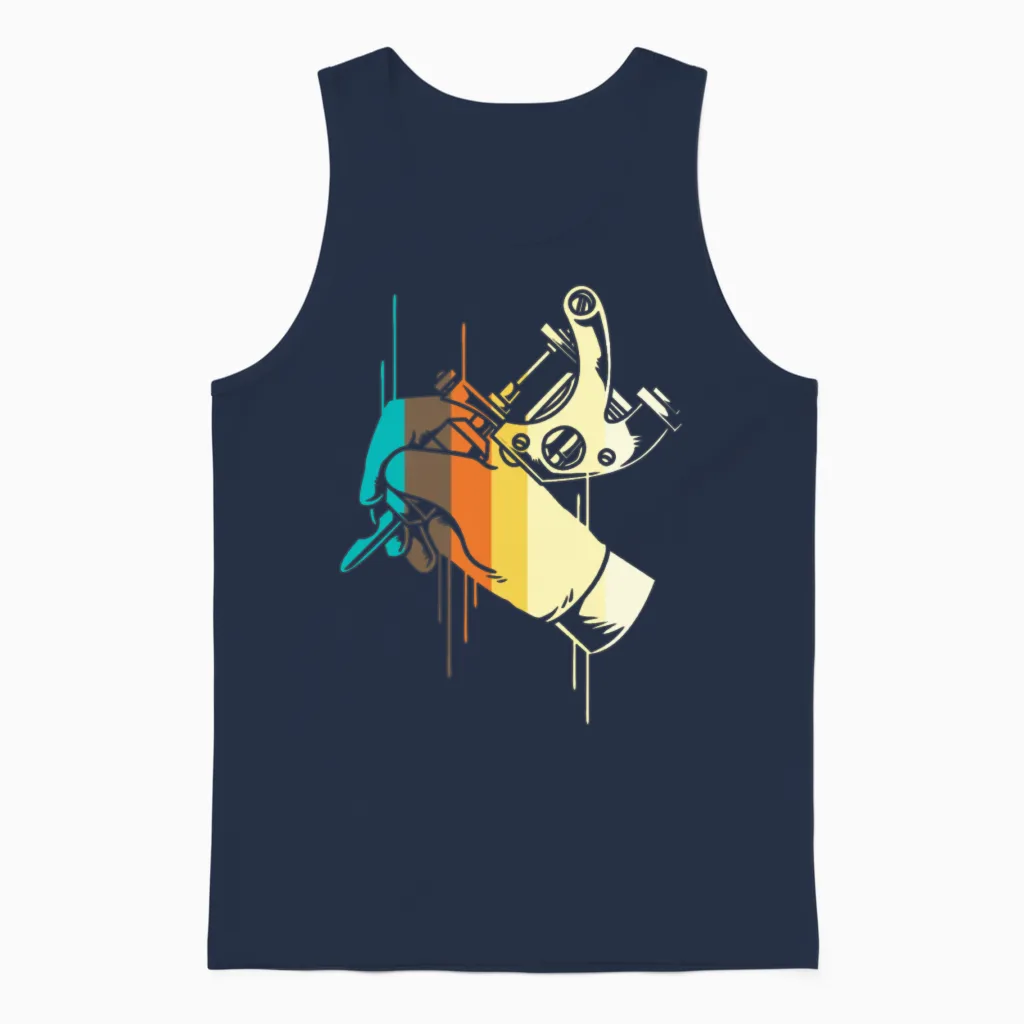 Retro Tattoo Artist Unisex Tank Top in Navy