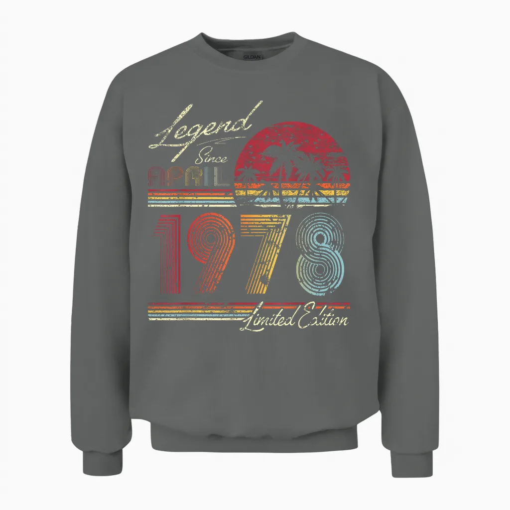 46th. Geburtstag Geschenk Legende Seit April 1978 Unisex Sweatshirt in Graphite Heather