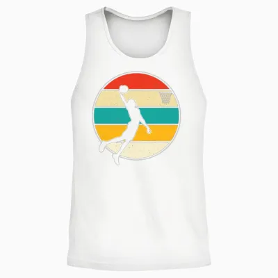 Retro Vintage Basketball Unisex Tank Top - White