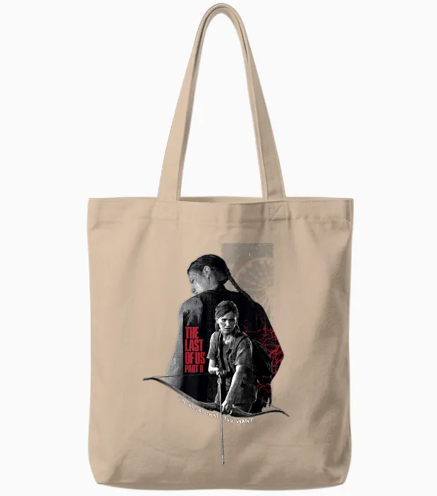 The Last of Us Part Ii Abby Ellie I'm the One That You Want T-Shirt, Black, S Tote Bags in Natural