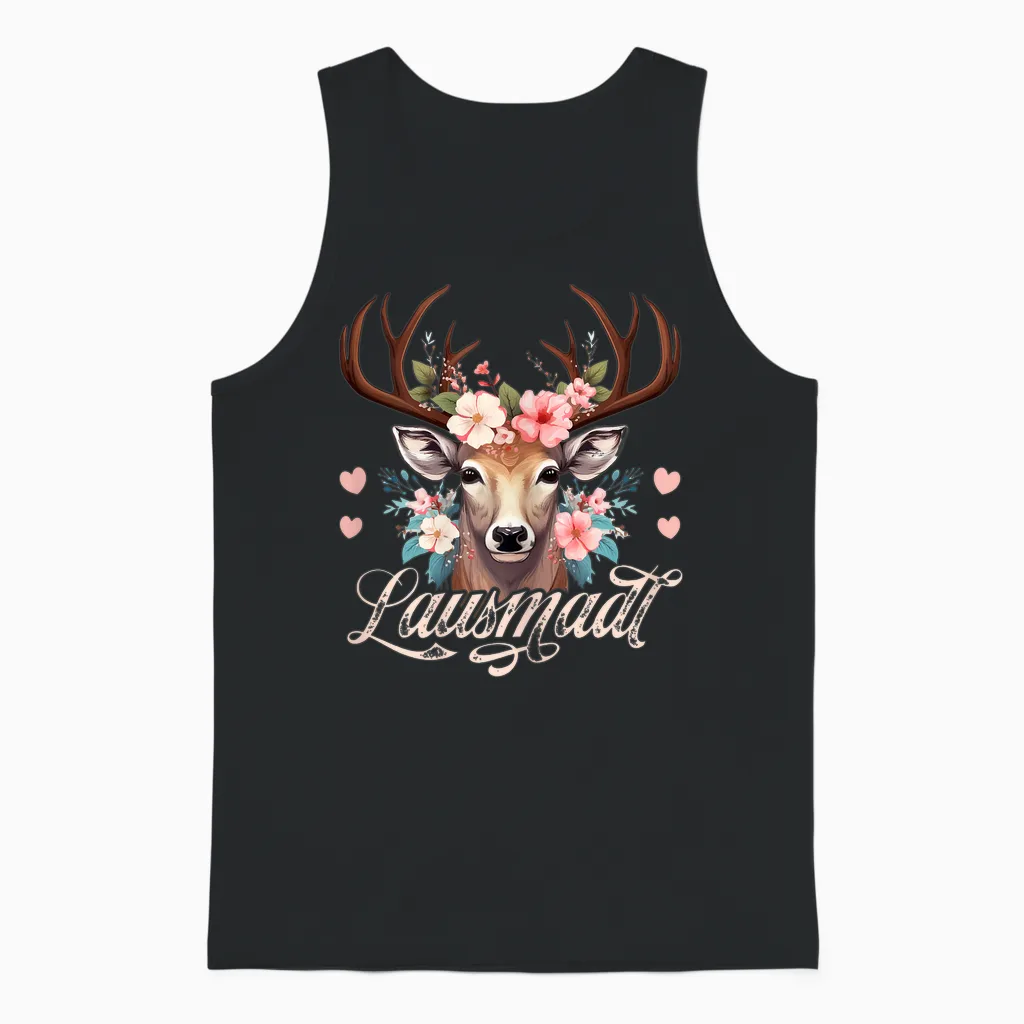 Dirndl Trachtenshirt Damen Lausmadl T-Shirt Mädchen Trachten Unisex Tank Top in Black