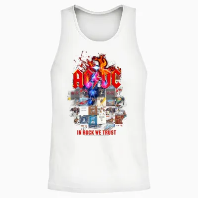 Official Ac/dc Rock Band in Rock We Trust Album Covers Unisex Tank Top - White