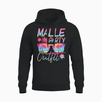 Malle Party Crew Groups Motif Mallorca Party Outfit Unisex Hoodie - Black