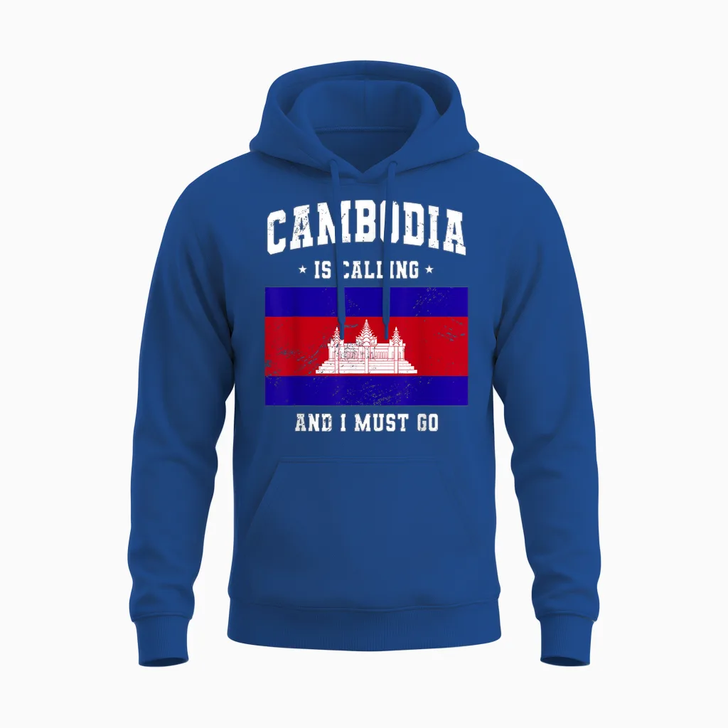 Cambodia Is Calling and I Must Go - Cambodia Travel Clothing T-Shirt, Black, S Unisex Hoodie in Royal