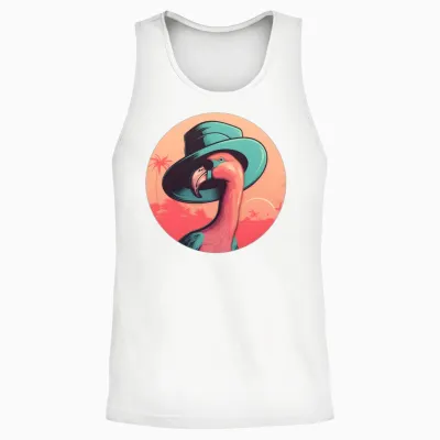 Flamingo Lovers Retro Style Unisex Tank Top - White